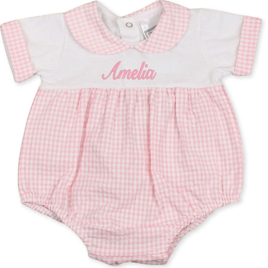 personalised baby girls gingham romper