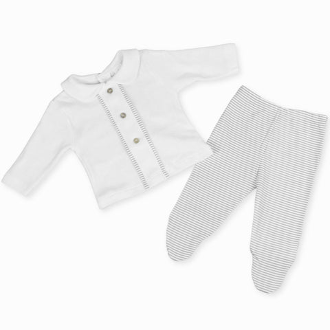 baby boys grey striped outfit