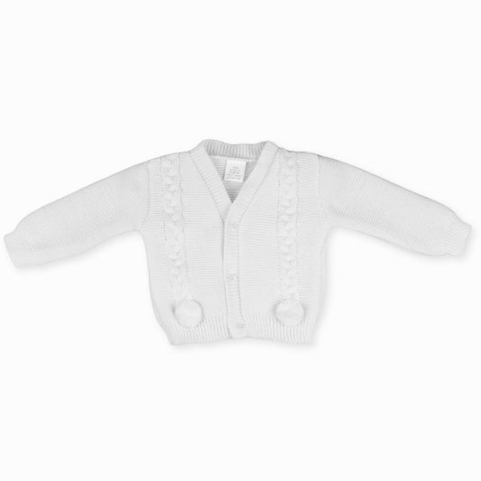unisex baby white cardigan knitted 