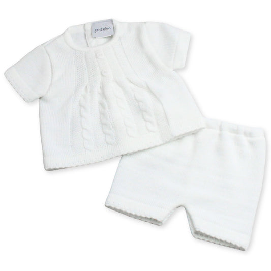 baby cable knit white 2 piece