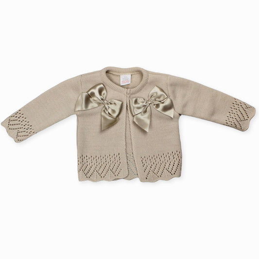 baby girl beige cardigan with bows