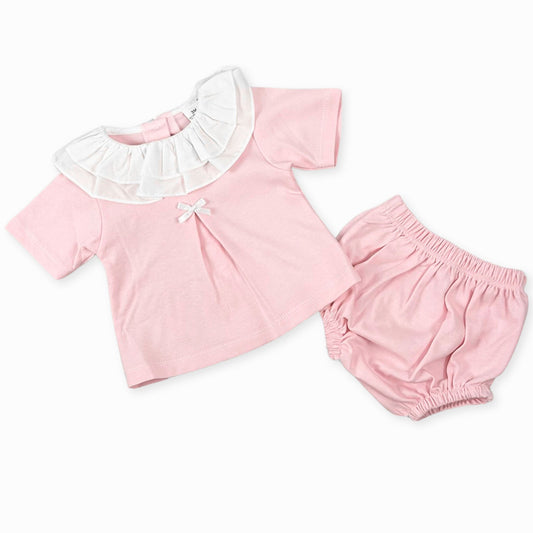 baby girls pink white cotton outfit