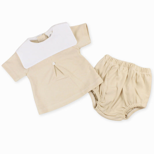 beige baby 2 piece outfit