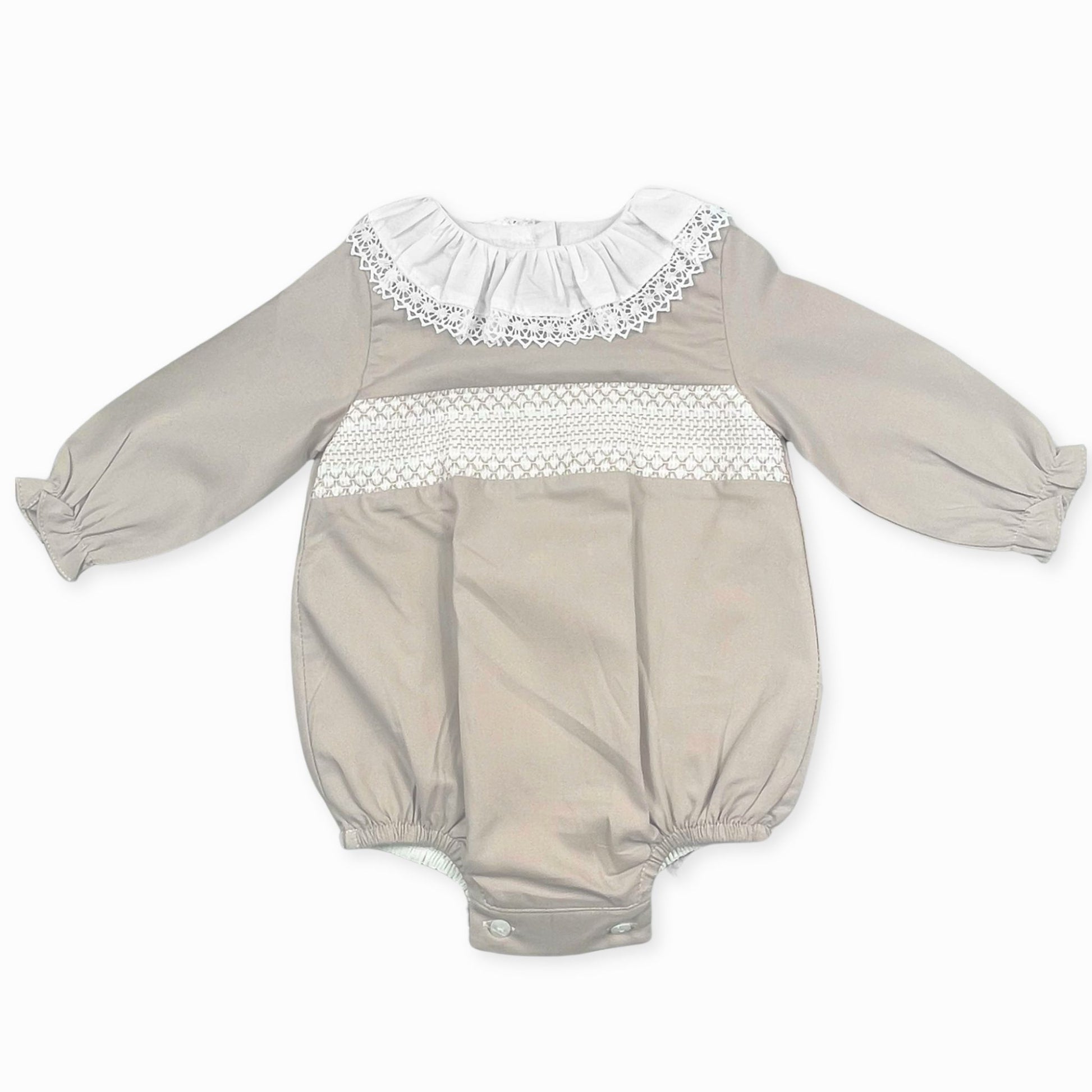 baby girls beige long sleeve romper