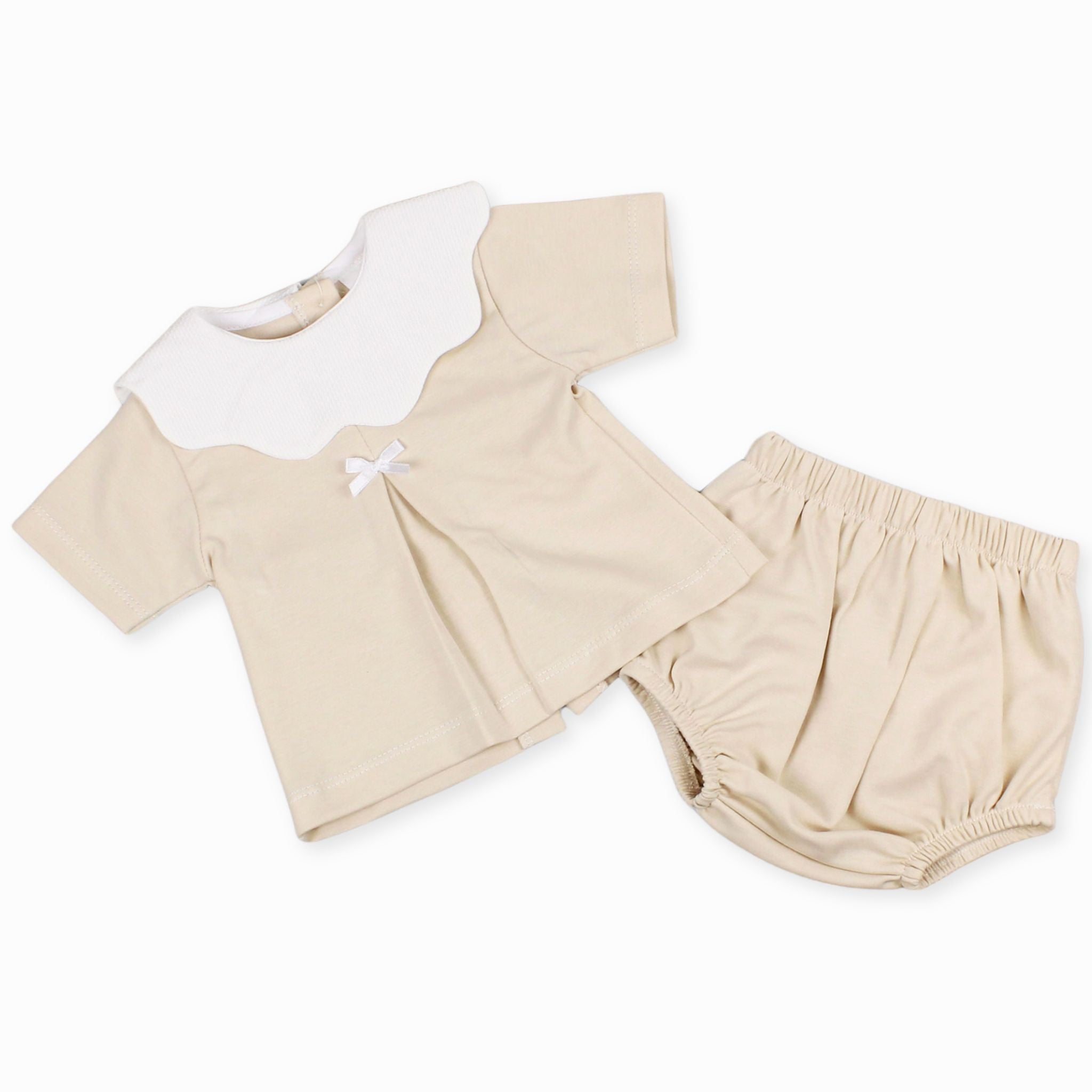 baby girls beige cotton summer outfit