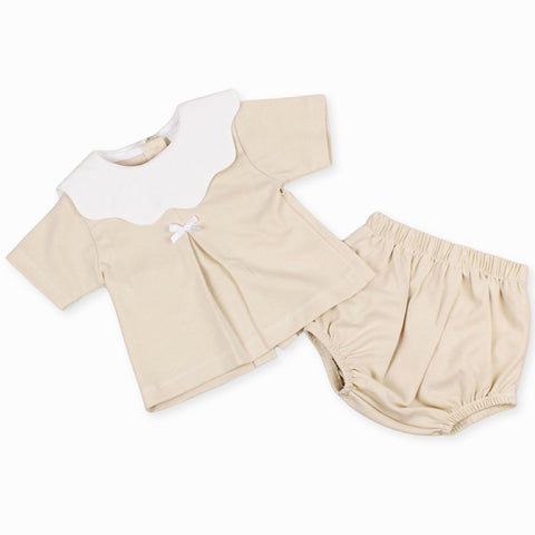 baby girls beige cotton summer outfit