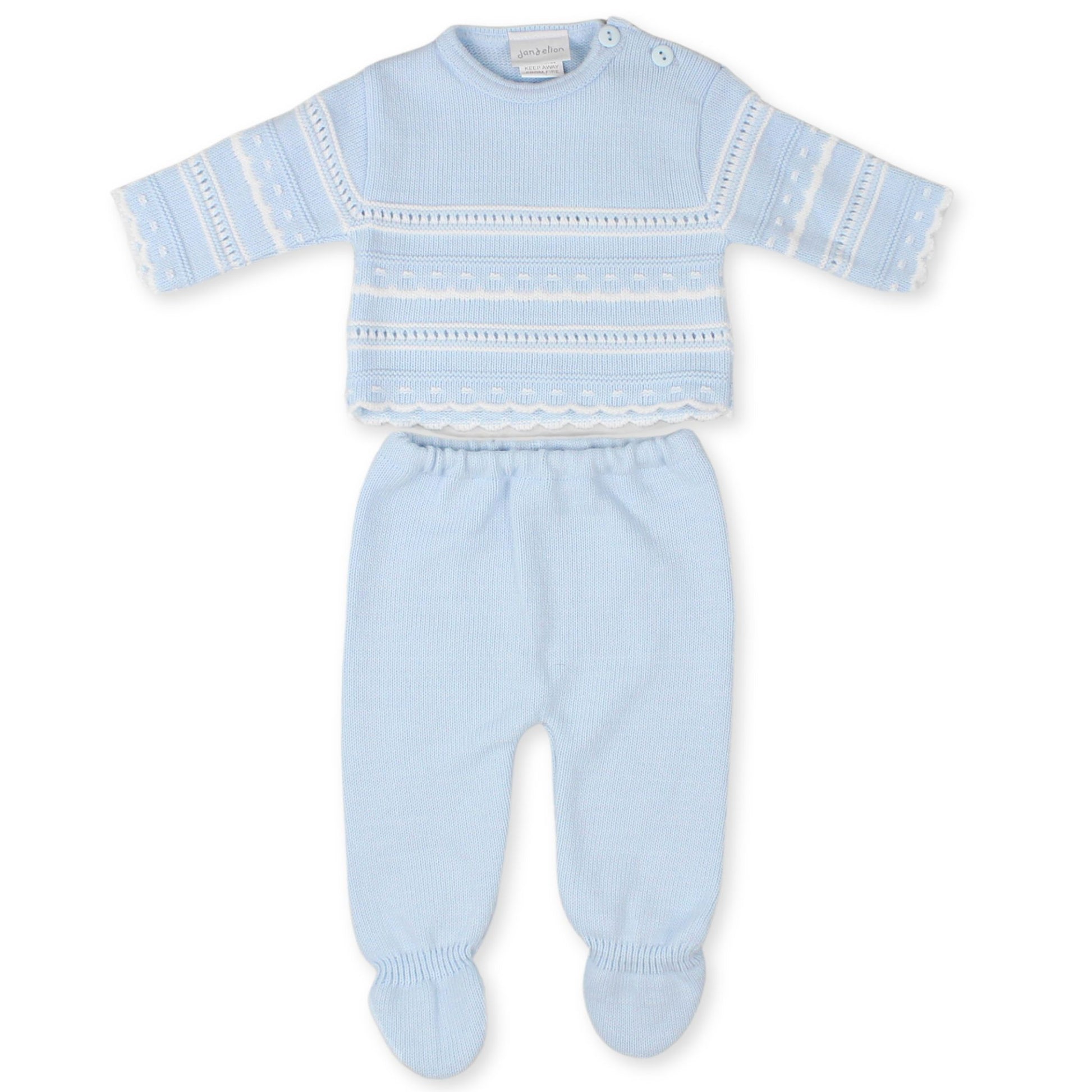 baby boys two piece knitted dandelion outfit