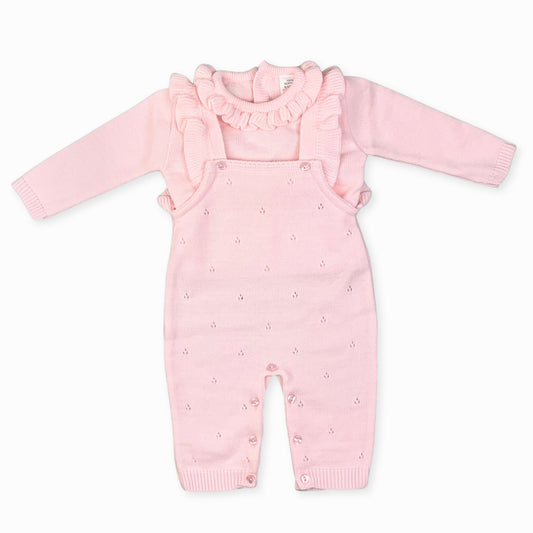 baby girl pink knitted two piece outfit