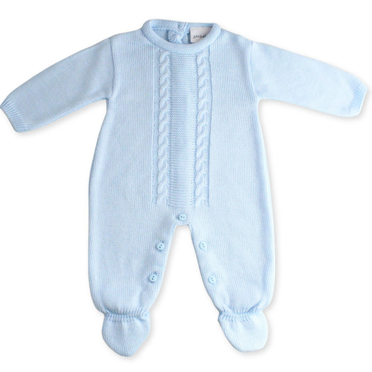 baby boys blue knitted all in one