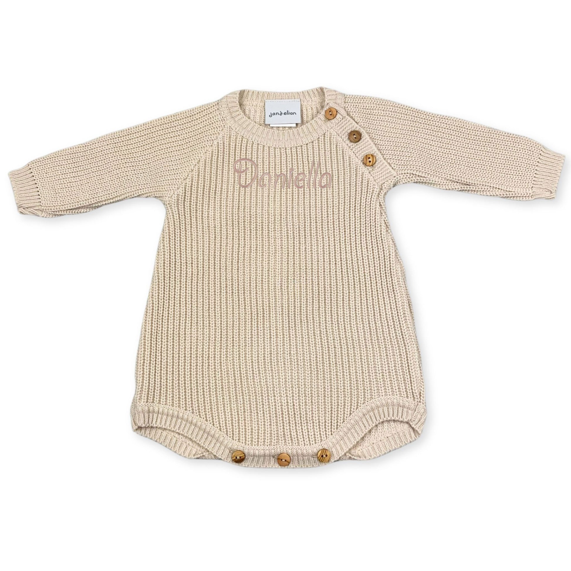 baby unisex personalised beige romper