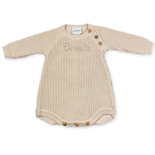 baby unisex personalised beige romper