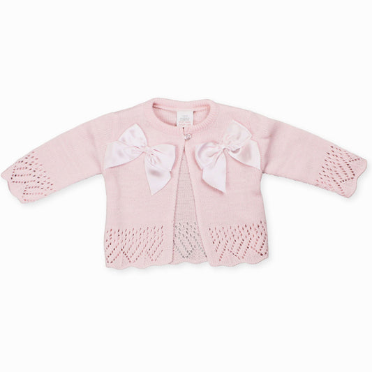 baby girls pink bow knitted cardigan