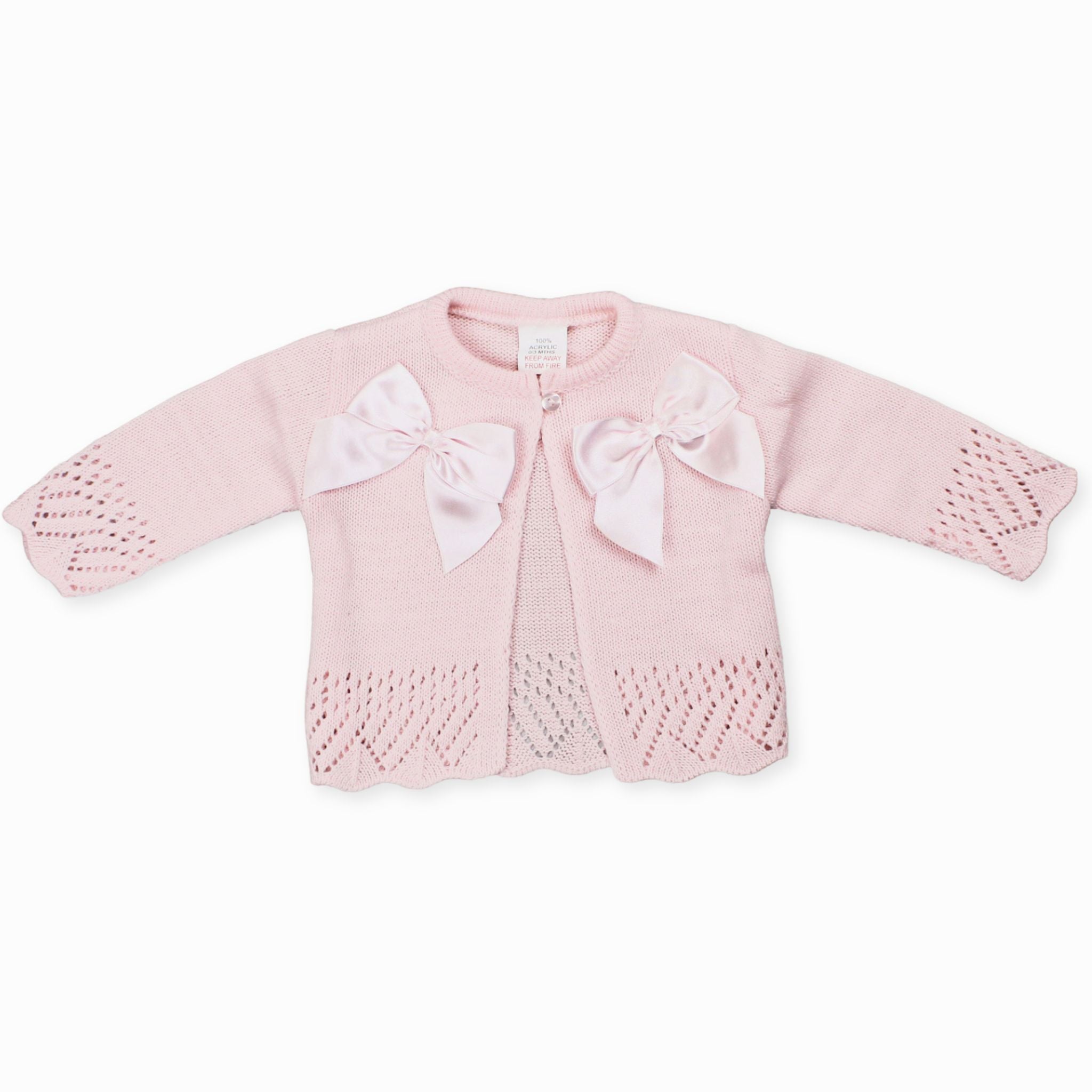 baby girls pink bow knitted cardigan