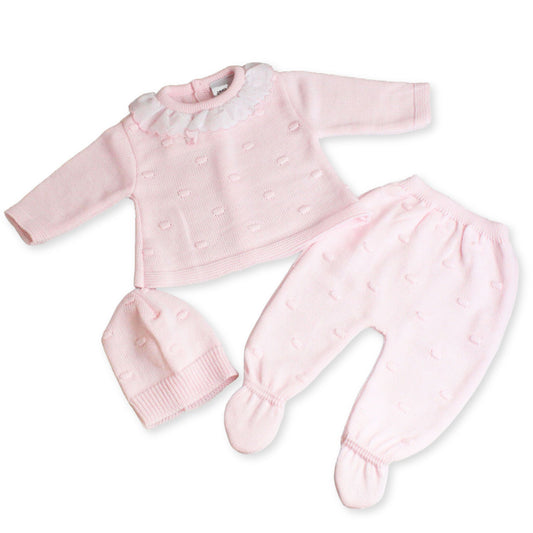 baby girl knitted set newborn three with hat by Dandelion brand