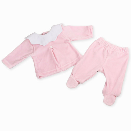 baby girls pink 2 piece velour outfit