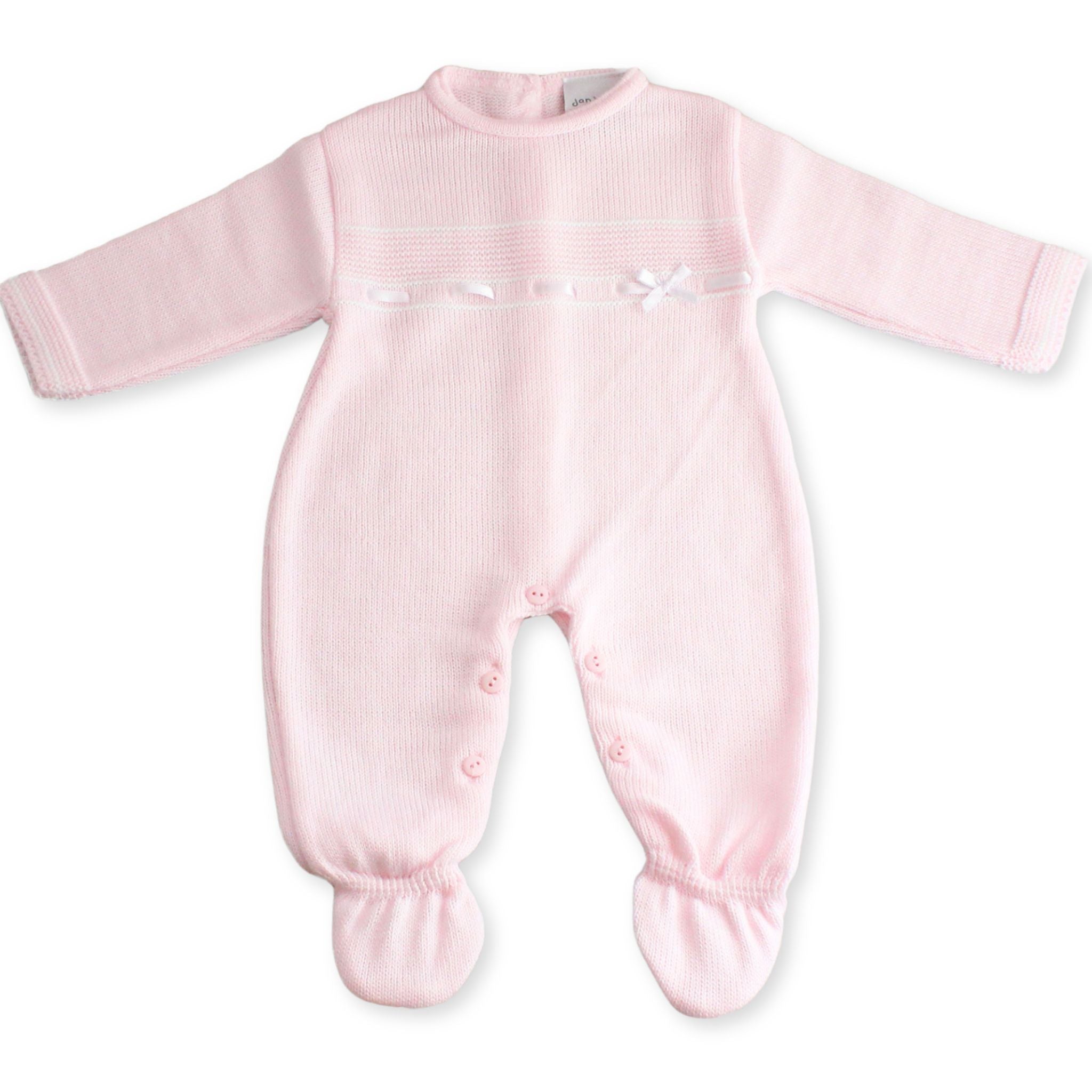 baby girls knitted all in one sleepsuit