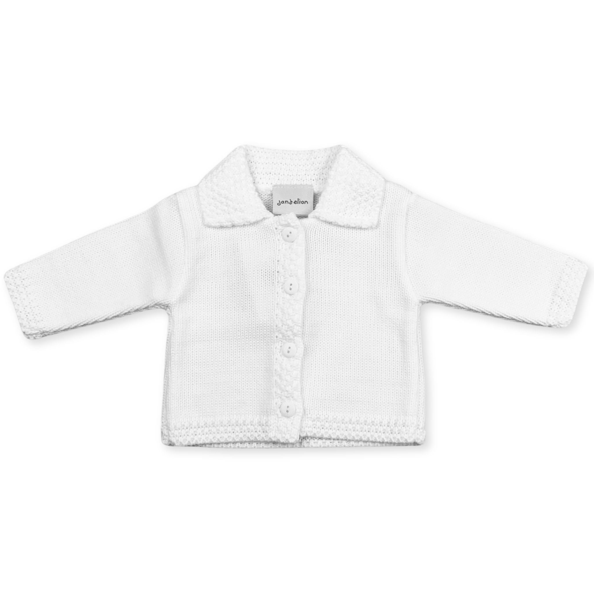 knitted baby cardigan white unisex