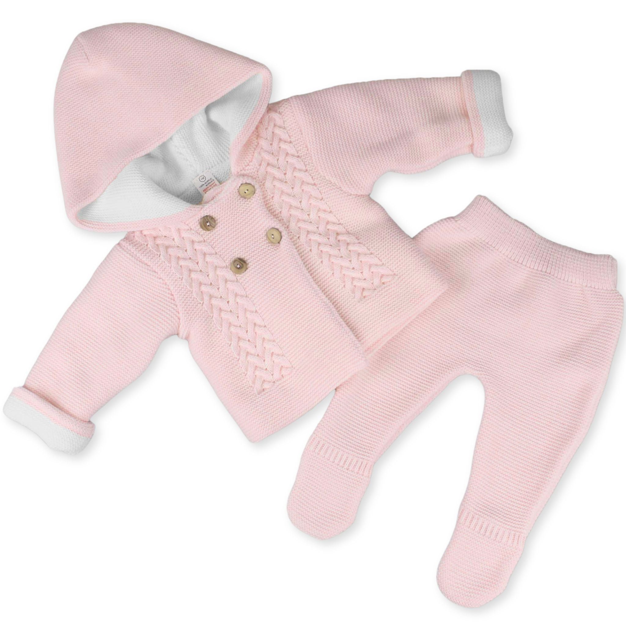 baby girls knitted pijnk two piece outfit