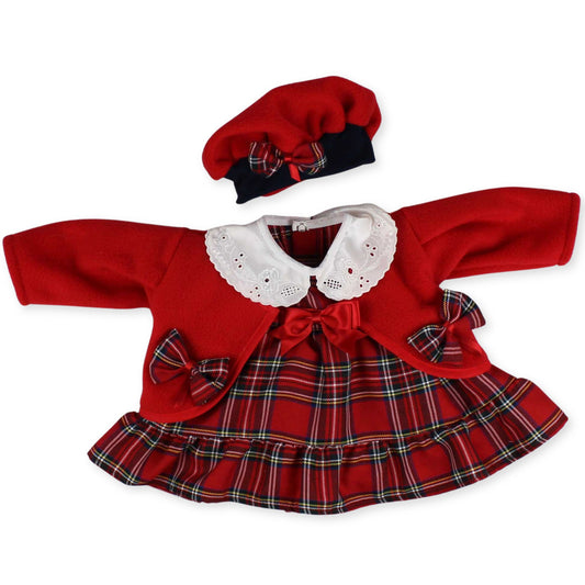 baby girls red tartan jacket and dress with hat christmas outfit