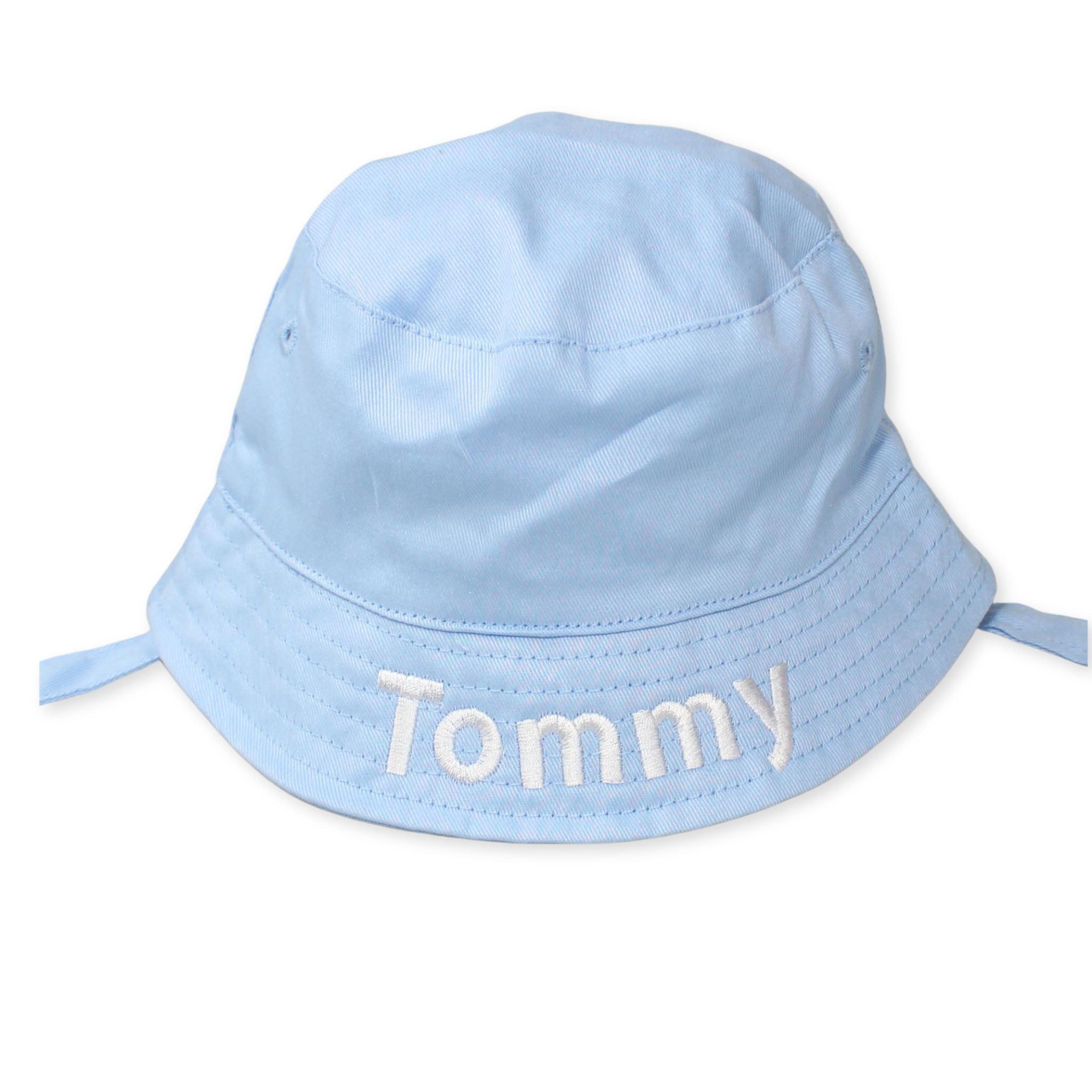 baby boys bucket hat blue personalised sun hat