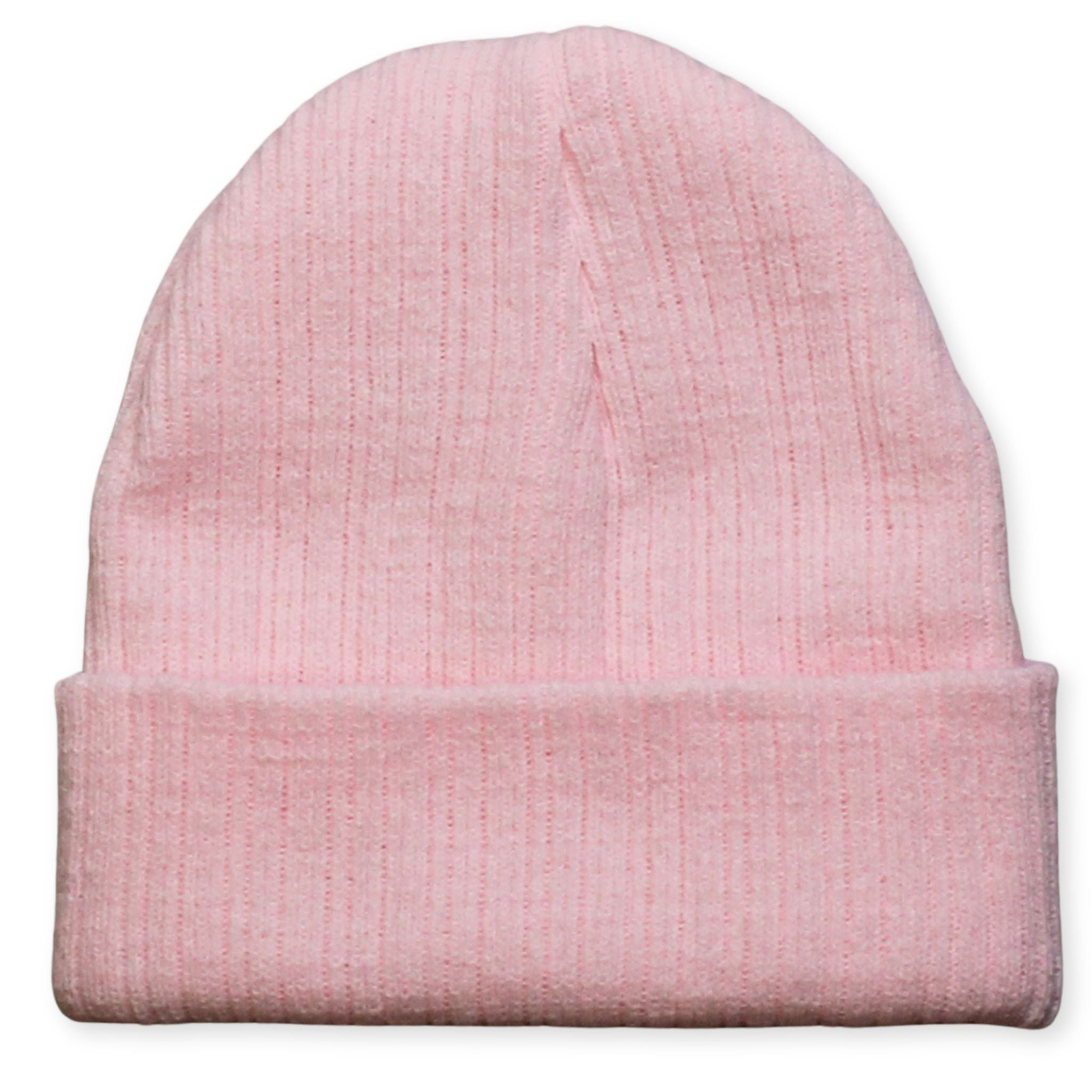 baby girls pink knitted beanie hat