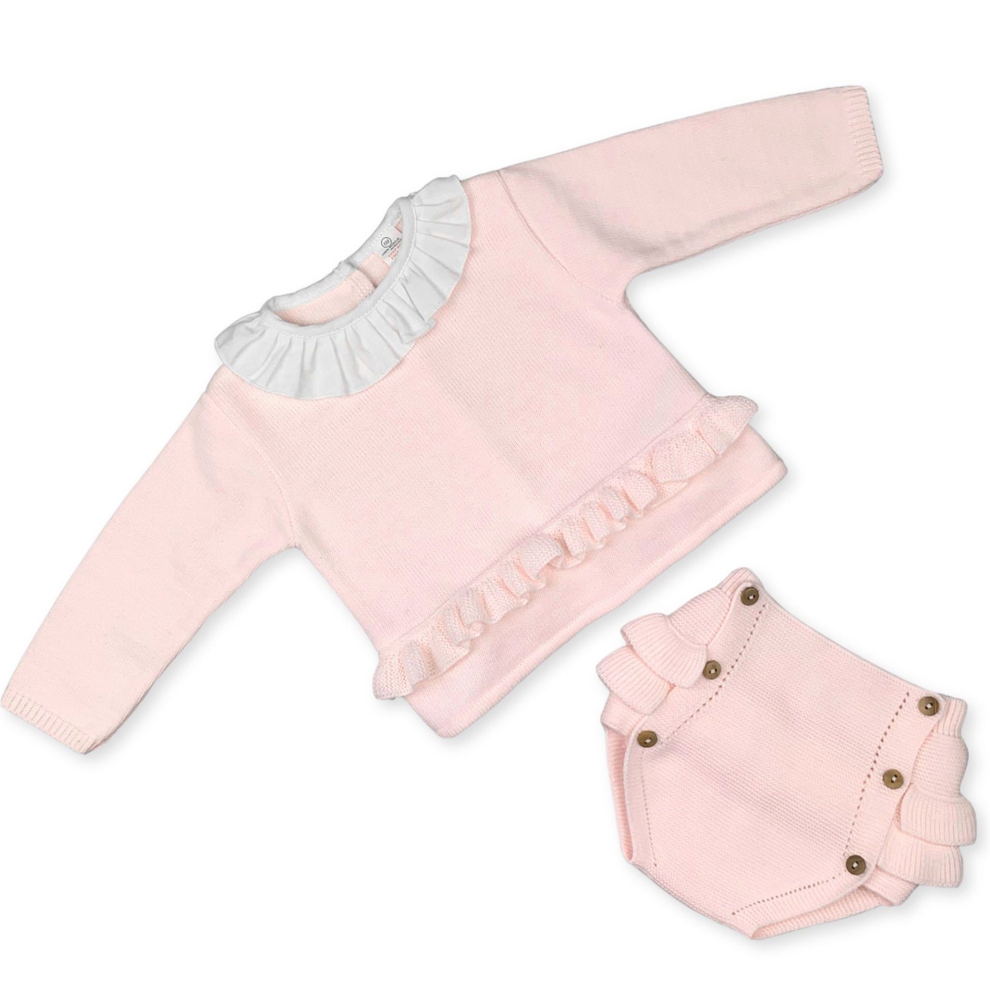 knitted two piece baby girls outfit