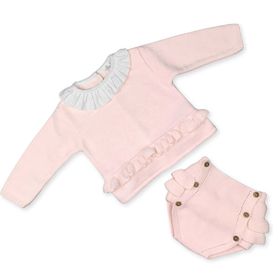 knitted two piece baby girls outfit