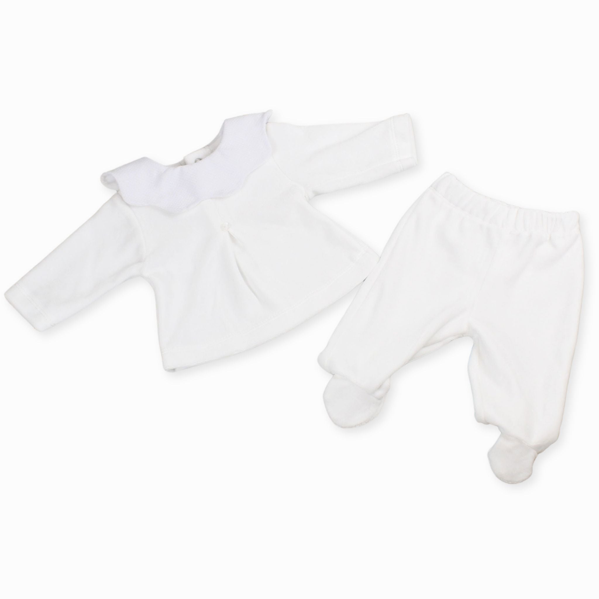 baby unisex white velour outfit