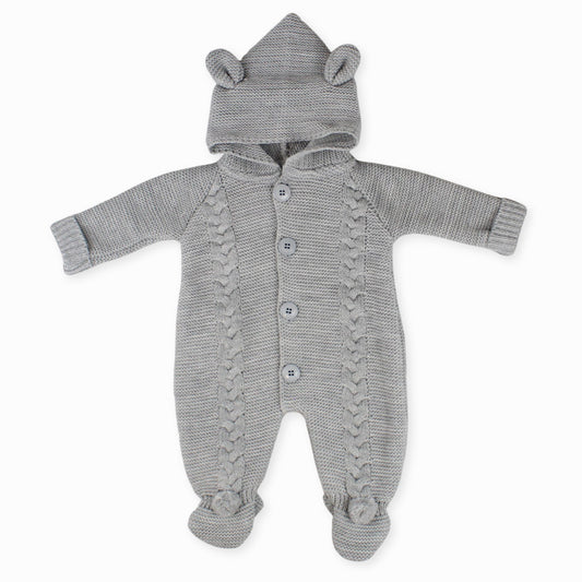 unisex baby knitted outfit pram suit grey