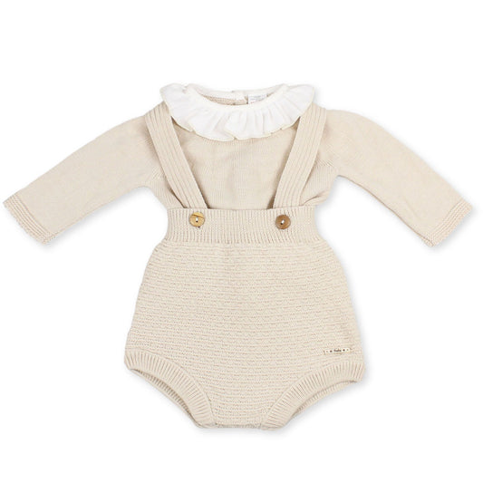 beige baby girl knitted outfit