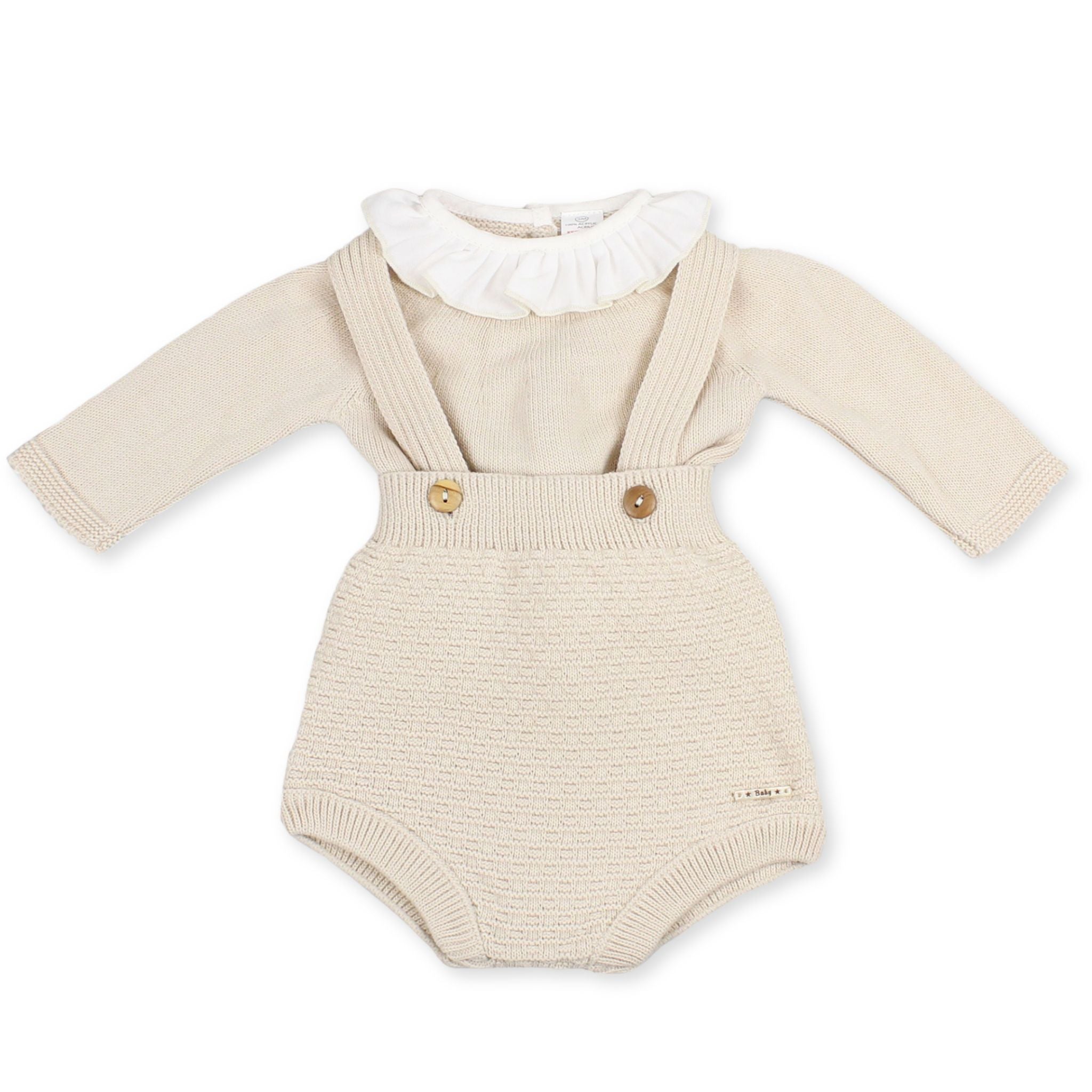 beige baby girl knitted outfit