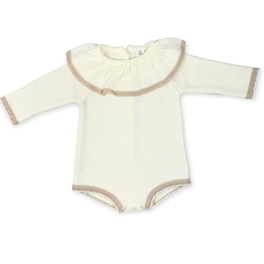 baby girl cream knitted romper