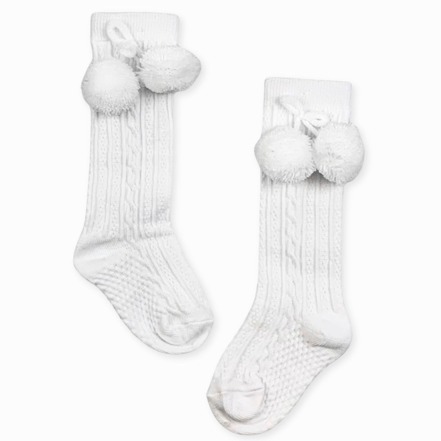 white unisex pom pom baby socks