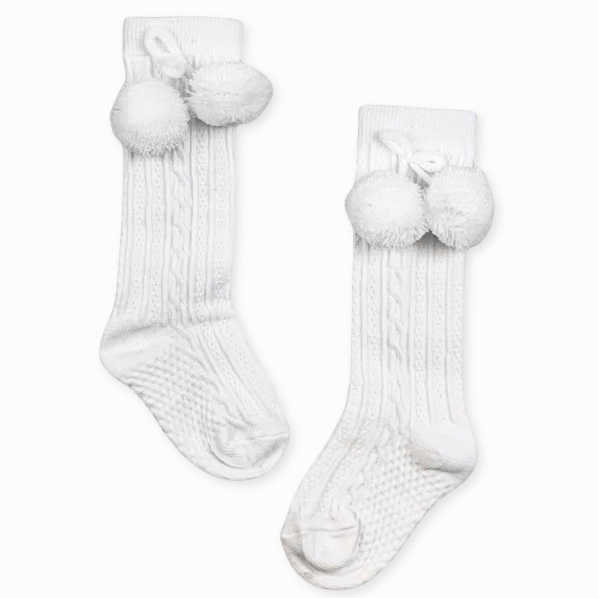 white unisex pom pom baby socks
