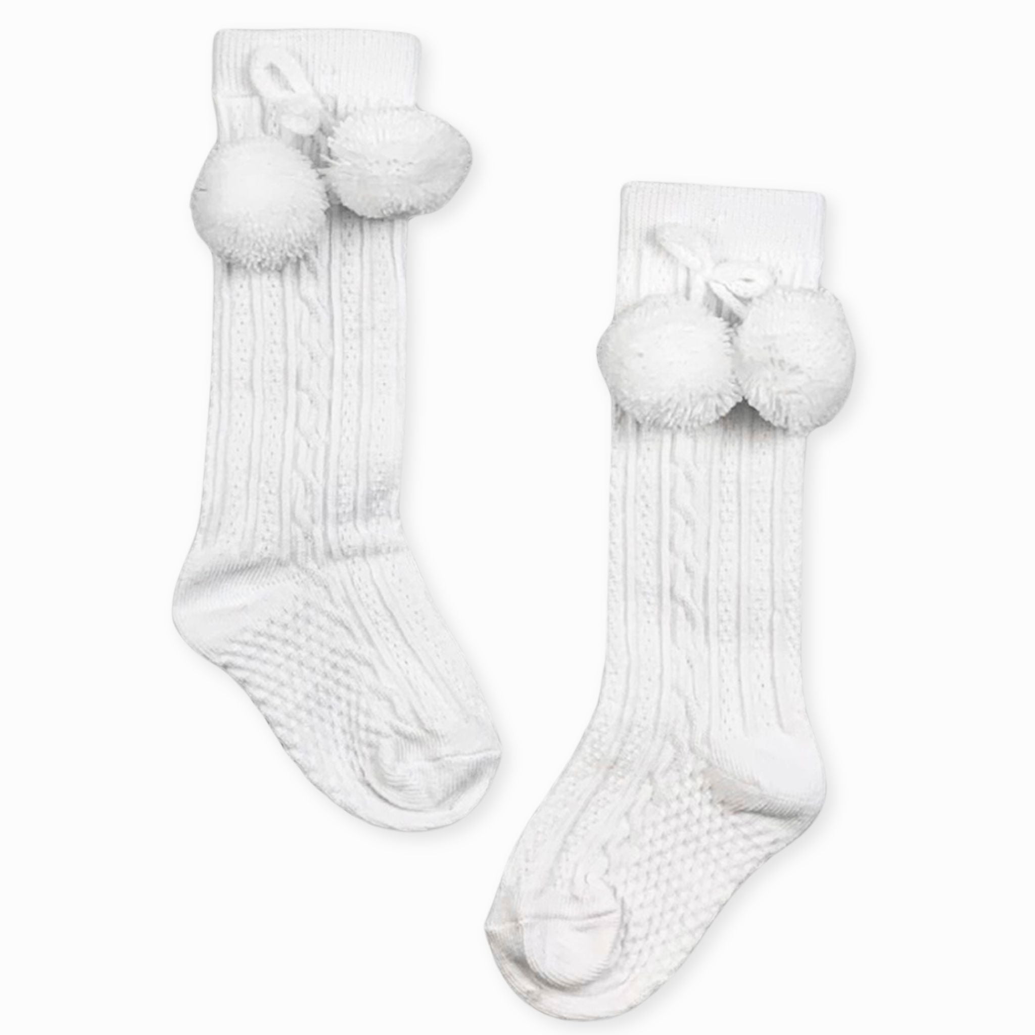 white unisex pom pom baby socks