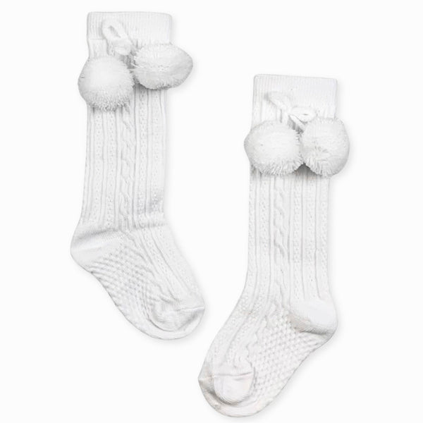 white unisex pom pom baby socks