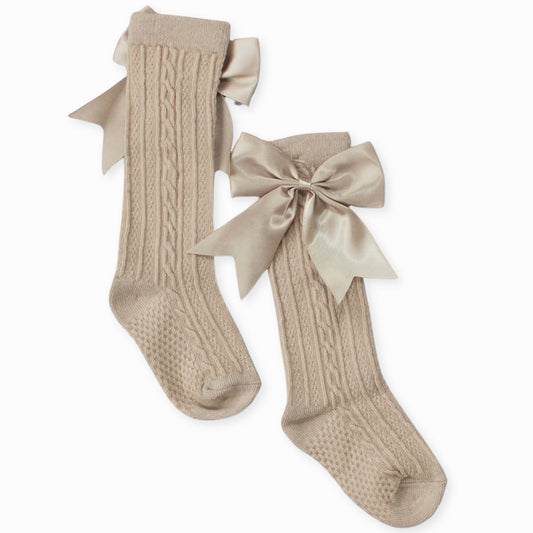 baby girls beige bow socks