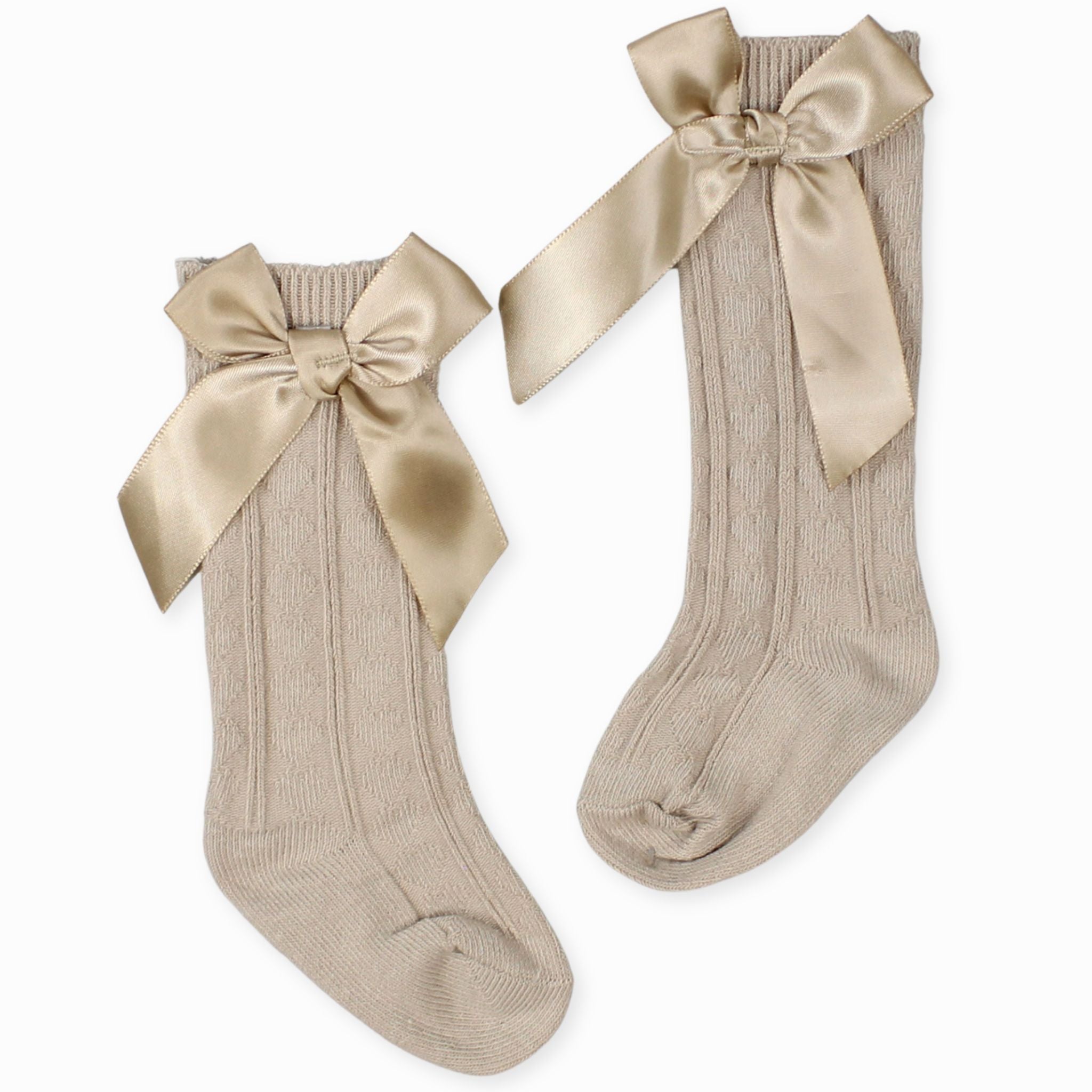 baby girls beige socks knee high