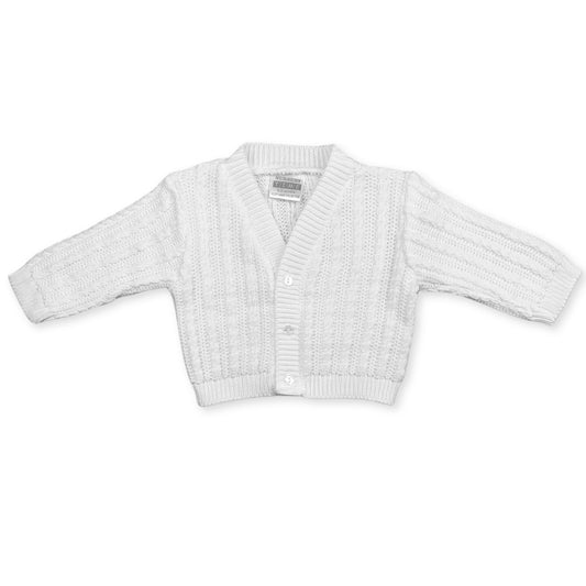 baby boys white knitted cardigan