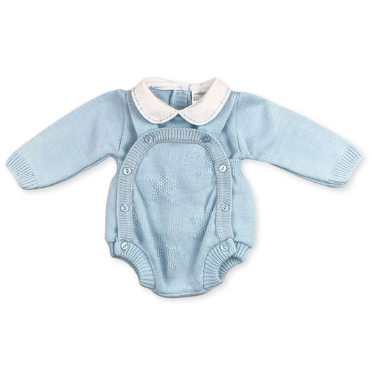 baby boys knitted 2 piece set in blue