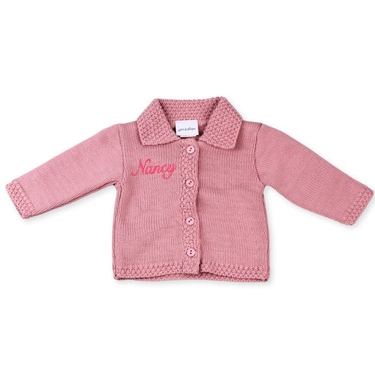 Personalised Baby Girls Cardigan - Dusty Pink