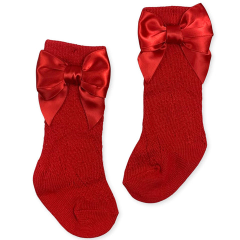 red baby girls knee high socks