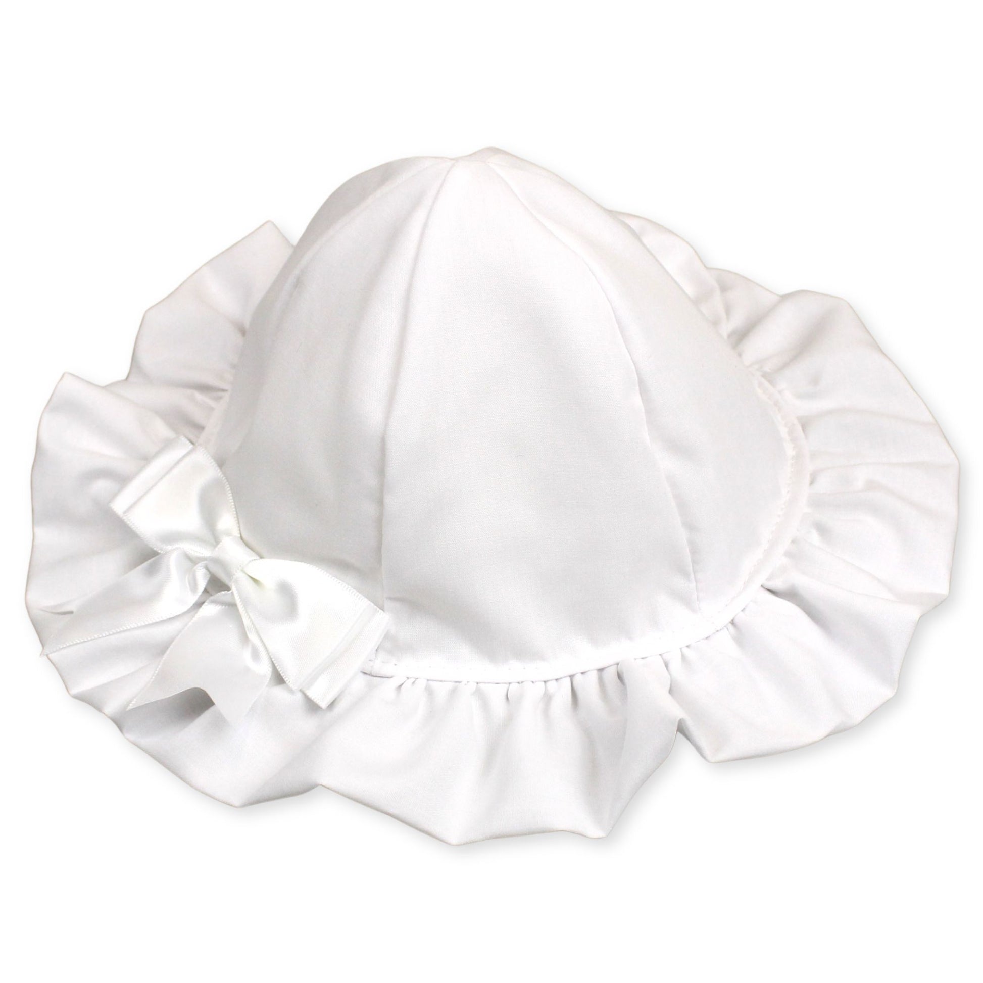 baby white sun hat girl with bow