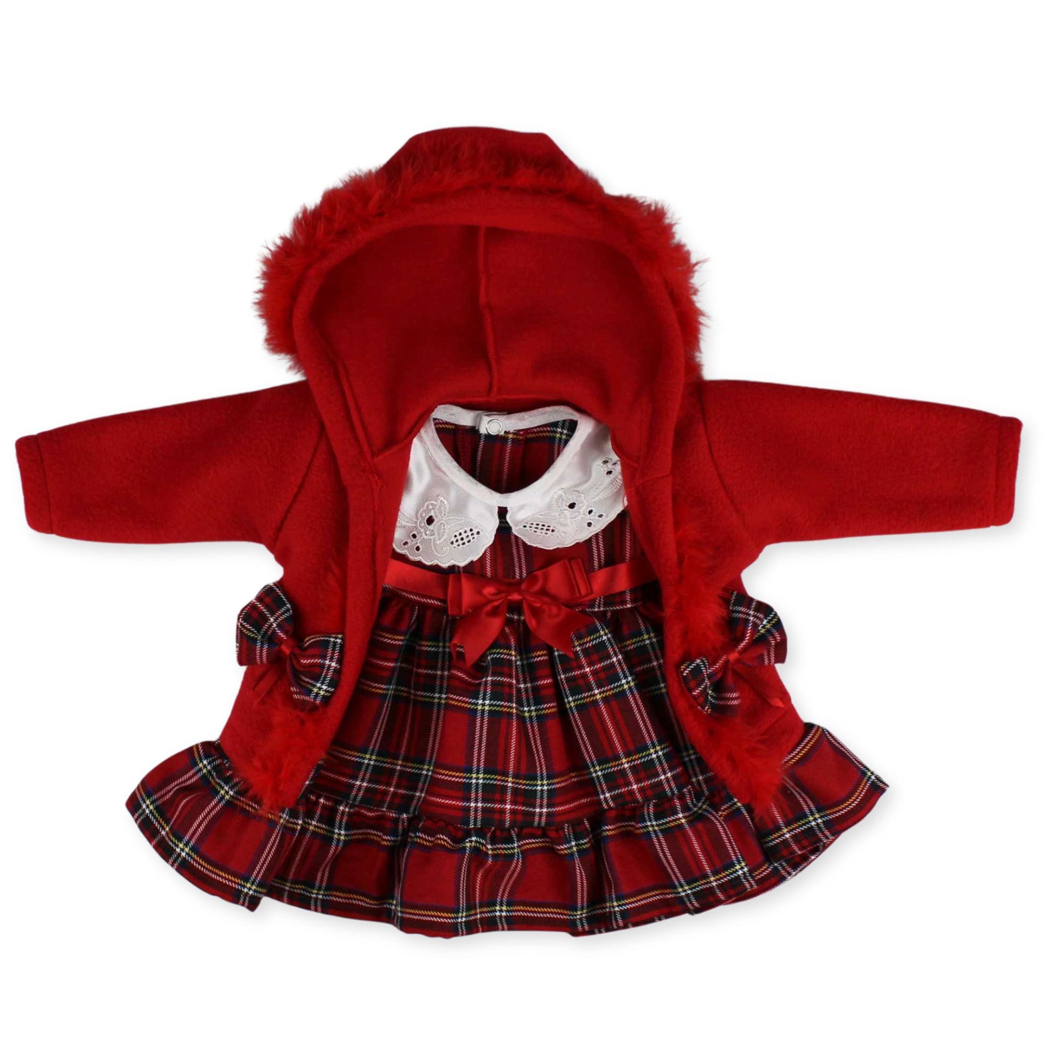 baby girls red hooded tartan dress and jacket