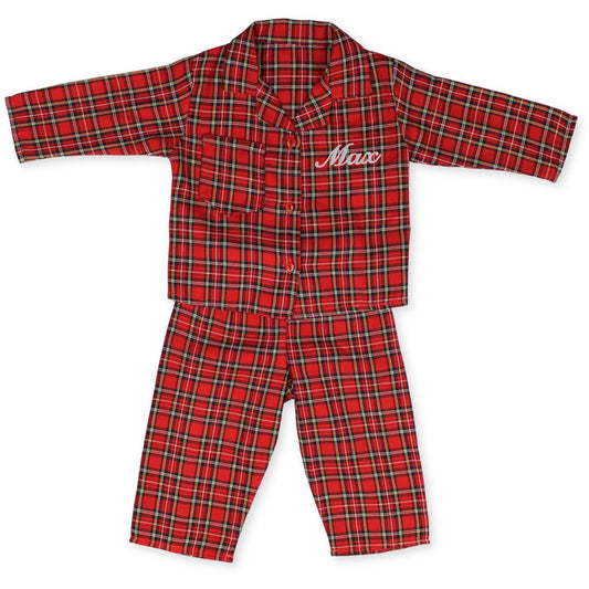 tartan baby christmas pyjamas personalised