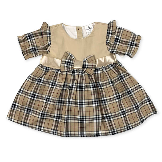 baby girl beige tartan dress
