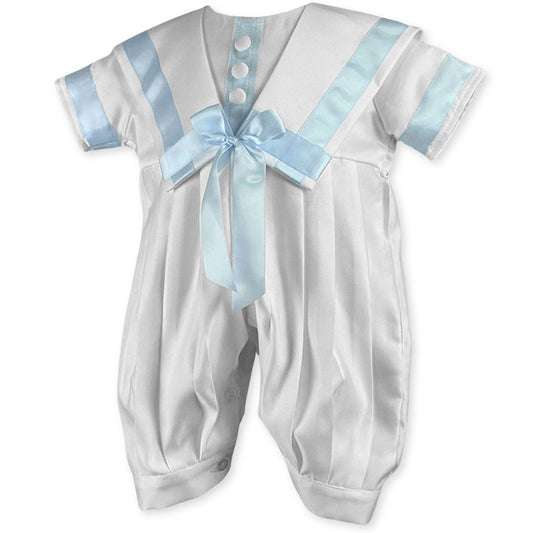 Baby Boys White Christening Outfit Romper with Hat