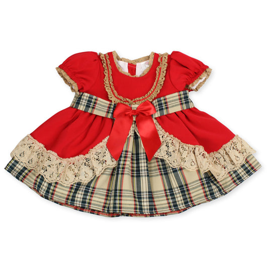 baby girls tartan beige and red christmas dress