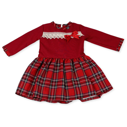 baby girls long sleeve tartan dress