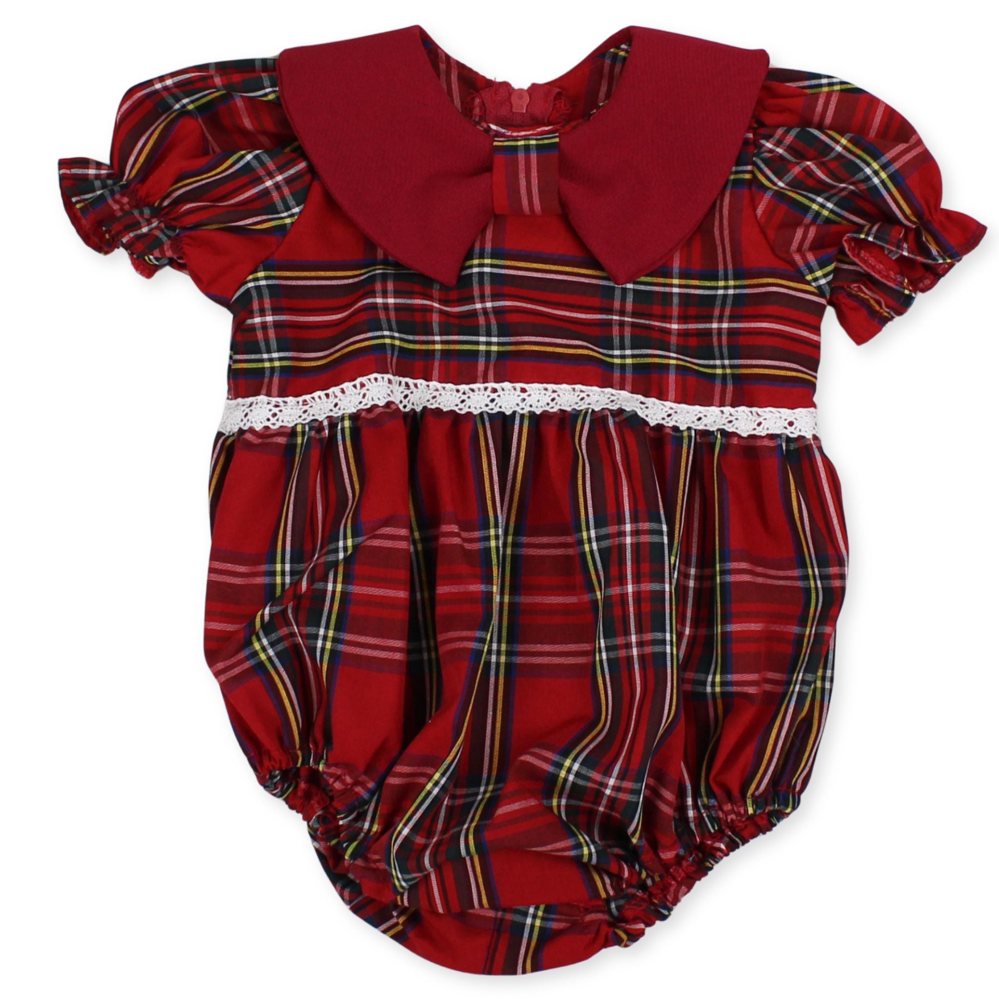 baby girl red tartan romper